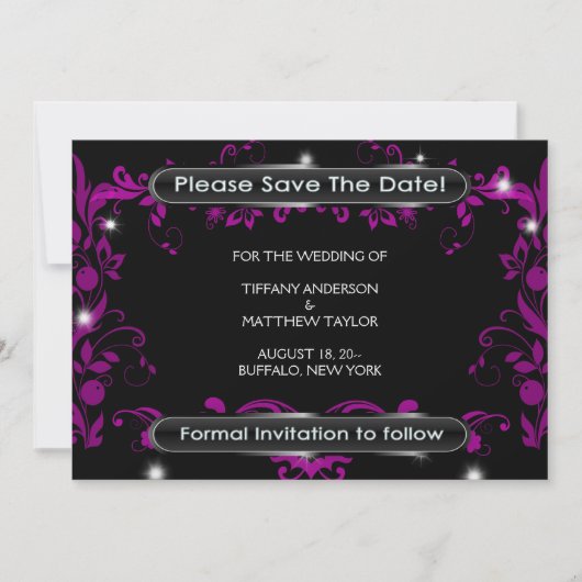 Zwart hete roze Bewaar de datum Save The Date (Voorkant)