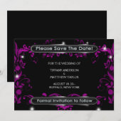 Zwart hete roze Bewaar de datum Save The Date (Voorkant / Achterkant)