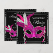 Zwart Hete Roze Maskerade Feest Kaart (Voorkant / Achterkant)