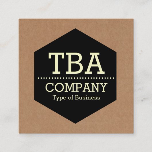 Zwart Hexagon - Karton Vierkante Visitekaartje (Voorkant)
