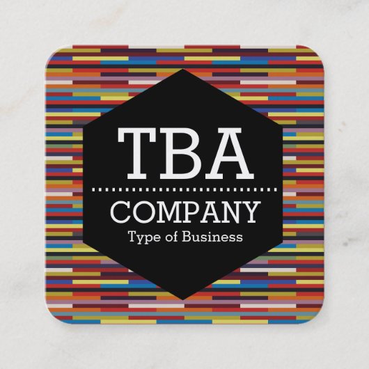 Zwart Hexagon - Kleurrijke strepen Vierkante Visitekaartje (Voorkant)