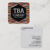 Zwart Hexagon - Kleurrijke strepen Vierkante Visitekaartje (Voorkant / Achterkant)