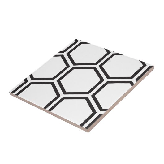 Zwart Hexagon patroon. Tegeltje (Zijkant)