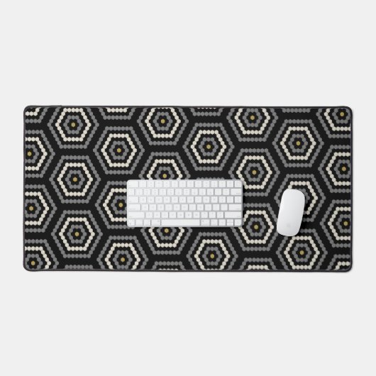Zwart Hexagon Penny Hex Tegel Pattern Bureaumat (Keyboard & Muis)