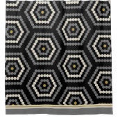 Zwart Hexagon Penny Hex Tegel Pattern Douchegordijn (Voorkant)