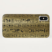 Zwart hiërogliefpatroon op oud goud Case-Mate iPhone case (Achterkant (horizontaal))