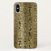 Zwart hiërogliefpatroon op oud goud Case-Mate iPhone case (Achterkant)