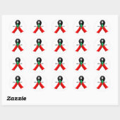 Zwart HIV/AIDS-bewustzijnslint Ronde Sticker (Vel)