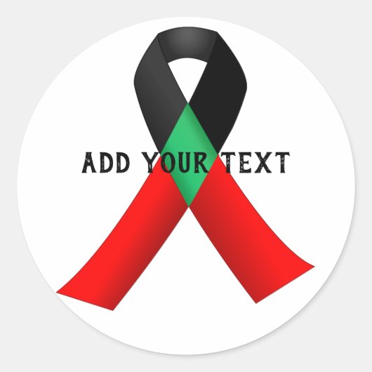 Zwart HIV/AIDS-bewustzijnslint Ronde Sticker (Voorkant)
