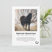 Zwart Hoefijzer Paard Verlies Foto Aankondiging (Staand voorkant)