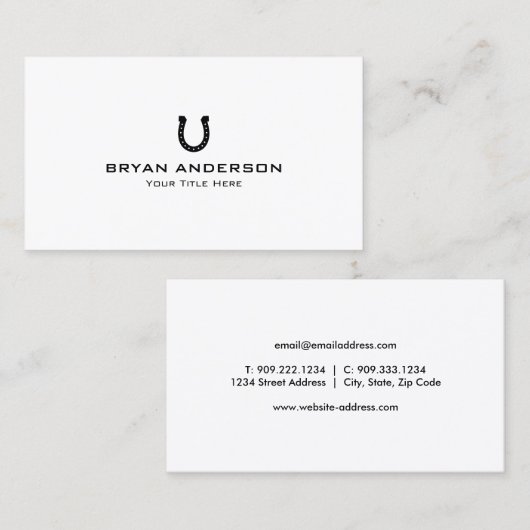 Zwart Hoefijzer Visitekaartje (Voorkant / Achterkant)