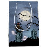 Zwart hoestvleermuizen en geesten — Halloween Illu Medium Cadeauzakje (Voorkant)