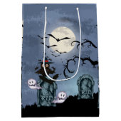 Zwart hoestvleermuizen en geesten — Halloween Illu Medium Cadeauzakje (Achterkant)
