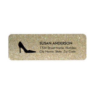 Zwart Hoge hak schoen glitter retour adres label