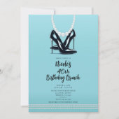 Zwart Hoge hakken Parels Turquoise Verjaardag Brun Kaart (Voorkant)