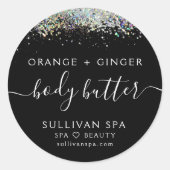 Zwart holografisch etiket op glitter (Voorkant)