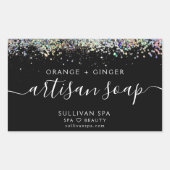 Zwart holografisch Glitter Artisan Soap Label (Voorkant)