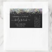 Zwart holografisch glitter-label rechthoekige sticker (Tas)