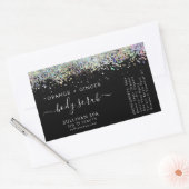 Zwart holografisch glitter-label rechthoekige sticker (Envelop)