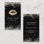 Zwart Holografisch Glitter Make-up Artiest Gouden Visitekaartje (Voorkant / Achterkant)