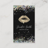 Zwart Holografisch Glitter Make-up Artiest Gouden  Visitekaartje (Voorkant)