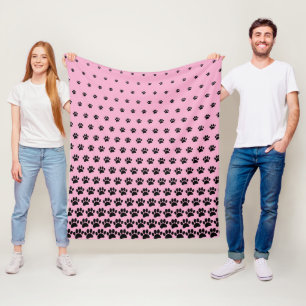 Zwart Hondenpootafdruk Patroon Custom Fleece Deken