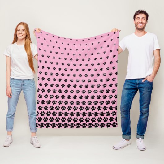 Zwart Hondenpootafdruk Patroon Custom Fleece Deken (In situ)