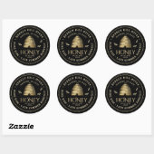 Zwart Honey Jar Label (Gouden Skep) stippelrand (Vel)
