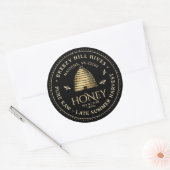 Zwart Honey Jar Label (Gouden Skep) stippelrand (Envelop)