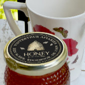 Zwart Honey Jar Label ( Skep) stippelrand