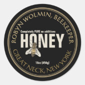 Zwart Honey Label met Bee Modern (Voorkant)