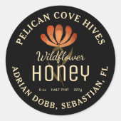 Zwart Honey Label Waterverf Wildflower Floral (Voorkant)