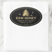 Zwart Honing Label Gouden Skep Bijen Dubbele Rand (Tas)