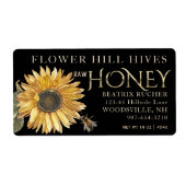 Zwart Honing Label Zonnebloem Bee Metallic Goud Te (Voorkant)
