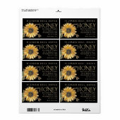Zwart Honing Label Zonnebloem Bee Metallic Goud Te (Full Sheet)