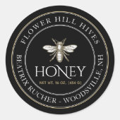 Zwart honingetiket met Franse bijen Ronde Sticker (Voorkant)