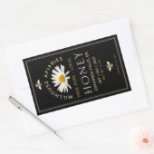 Zwart honingetiket met honingbijen en Daisy Rechthoekige Sticker (Envelop)