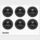 Zwart honingetiket Witte Vintage Ronde Sticker (Vel)