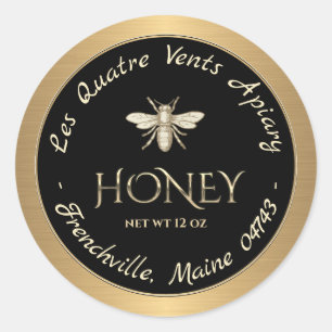 Zwart honinghondenlabel bij Heraldic Bee Gold Bord Ronde Sticker