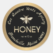 Zwart honinghondenlabel bij Heraldic Bee Gold Bord Ronde Sticker (Voorkant)