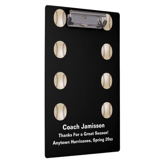 Zwart, honkbalcoach, naam, dank je klembord (Rechts)