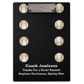 Zwart, honkbalcoach, naam, dank je klembord (Voorkant)