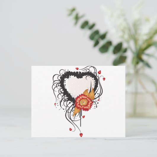 Zwart hoogstijlhart en ventilator briefkaart (Staand voorkant)