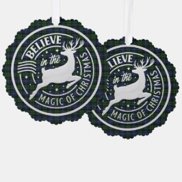 Zwart horloge Ancient Scottish Tartan Christmas Ornament Kaart