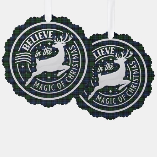 Zwart horloge Ancient Scottish Tartan Christmas Ornament Kaart (Voorkant / Achterkant)