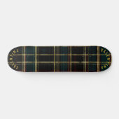 Zwart horloge geplakt skateboard met gouden accent (Horizontaal)