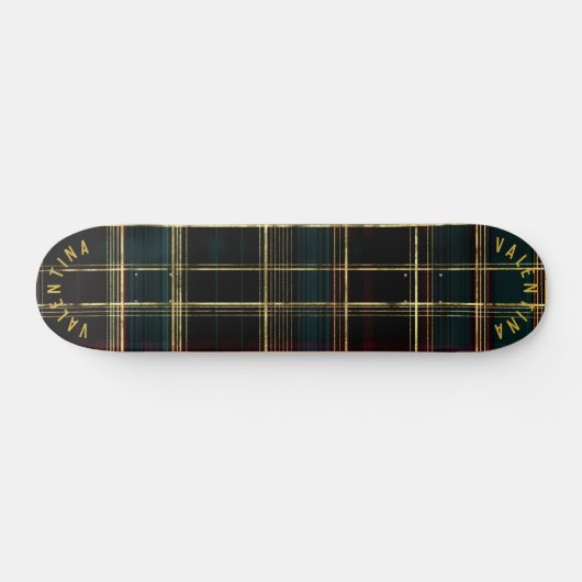 Zwart horloge geplakt skateboard met gouden accent (Horizontaal)