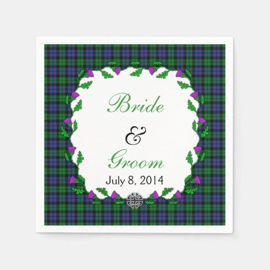 Zwart Horloge Militaire Keltische bruiloft gunst Servetten (Voorkant)