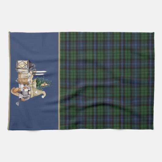 Zwart horloge Oude Kerstmis Theedoek (Horizontaal)