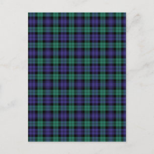 Zwart horloge Schotse Tartan Briefkaart